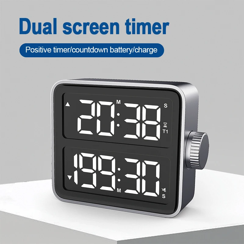 Dual Digital Timer, Kitchen Timer for Cooking Countdown Timers Pomodoro  Timer with Magnetic - AAA Batteries Included