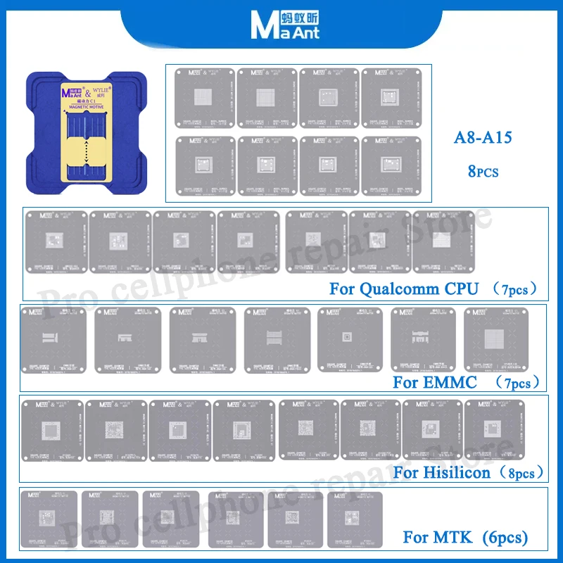 

MAant C1 Magnet tin planting Platform CPU Fixture For iPhone A8-A15 for QUALCOMM Hisilicon EMMC MTK BGA Reballing Stencil tools