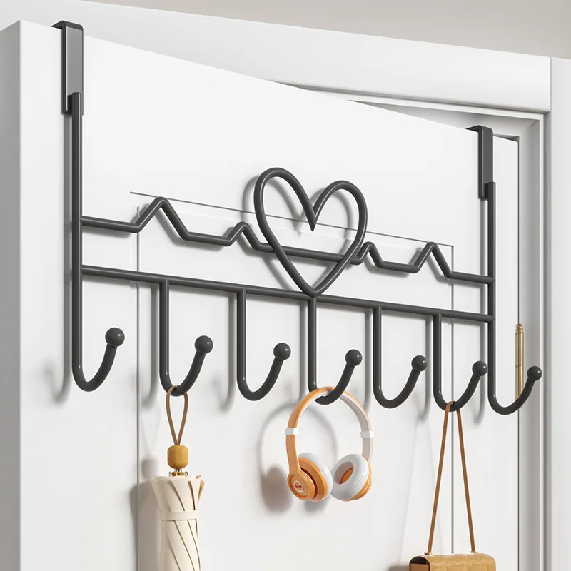Storage Hook Door Hook Heart-Shaped Door Behind Hook Storage Wall Hanging Clothes Hanger Hook Punch-free Hanger Bedroom Organizer Storage Accessories