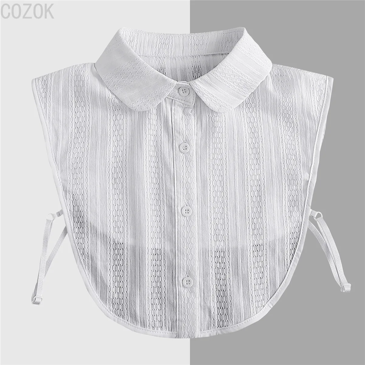 Vintage Lace Front Tie White Detachable Faux Collar
