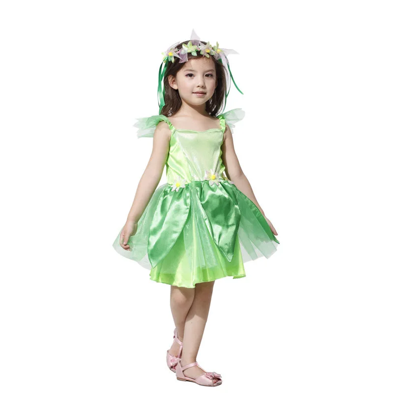 Costumi Cosplay Ragazze Vestito Di Natale Avenue Neverland Garden Fairy For Kids Lovely Woodland Tinkerbell Green Fairy Costume