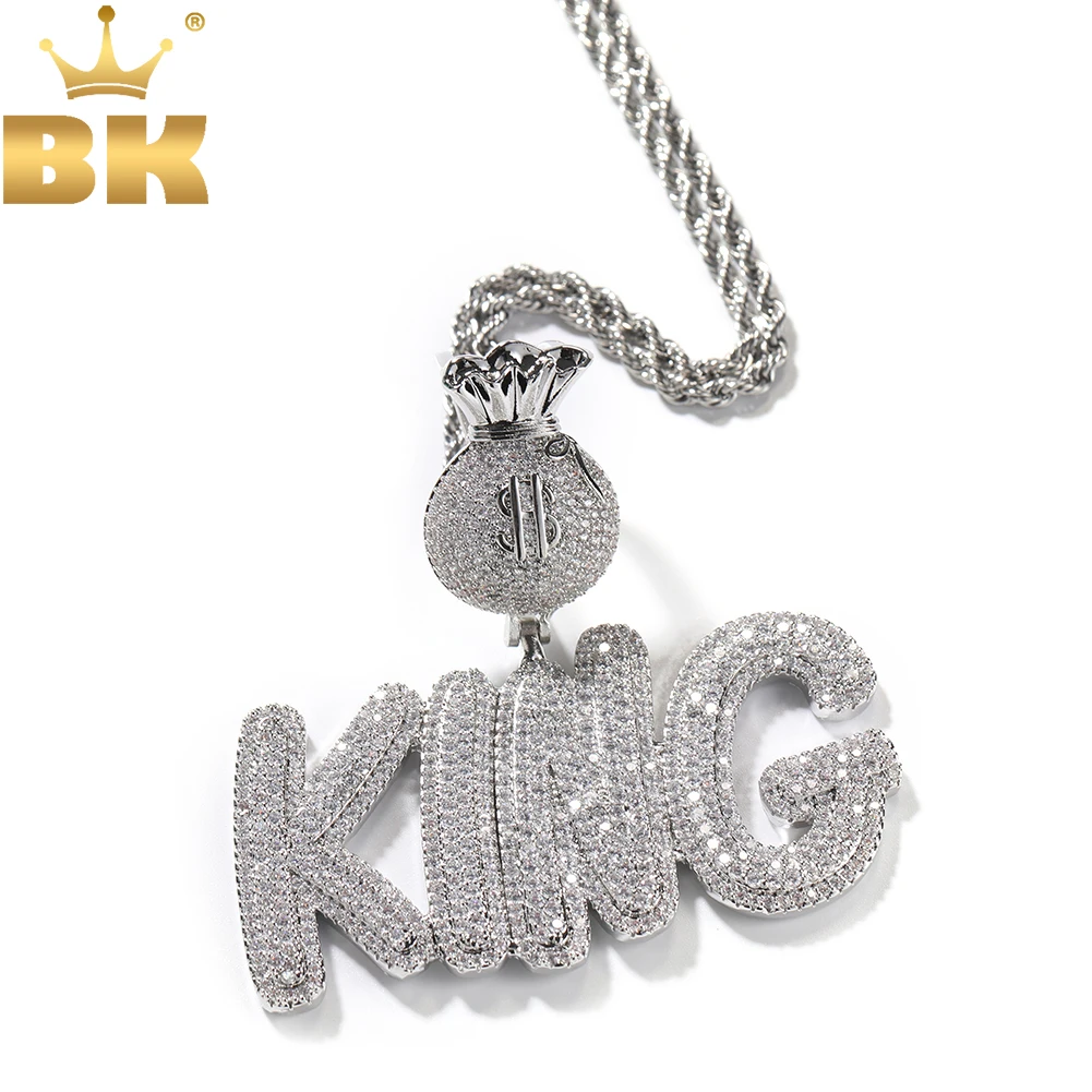 TBTK Custom Bubble Letters With Dollar Sign Money Bag Clasp Name Pendant Necklace Iced Out Cubic Zirconia Charm Hiphop Jewelry acrylic l shape desk sign holder transparent card display stand table menu service label dresser earrings jewelry rack 11x7 5cm