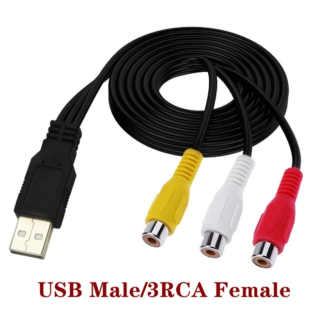 Adaptador USB macho hembra a 3 RCA hembra, convertidor de Audio, Cable AV de vídeo, Cable USB a RCA para HDTV TV|Conectores y cables -
