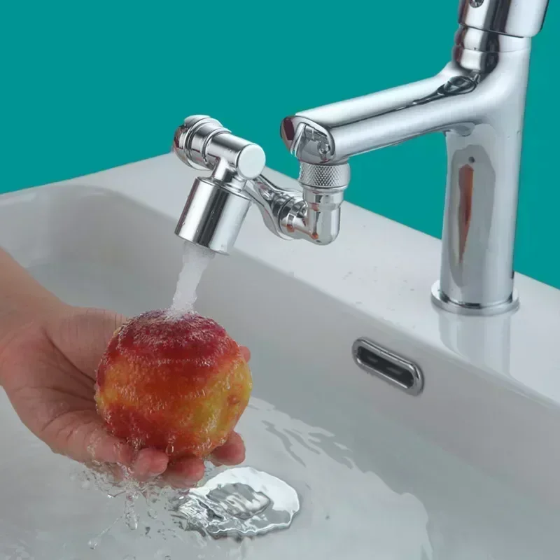 Faucet extension universal splash filter 1080 rotating water outlet lifting robotic arm full metal tap adjustment