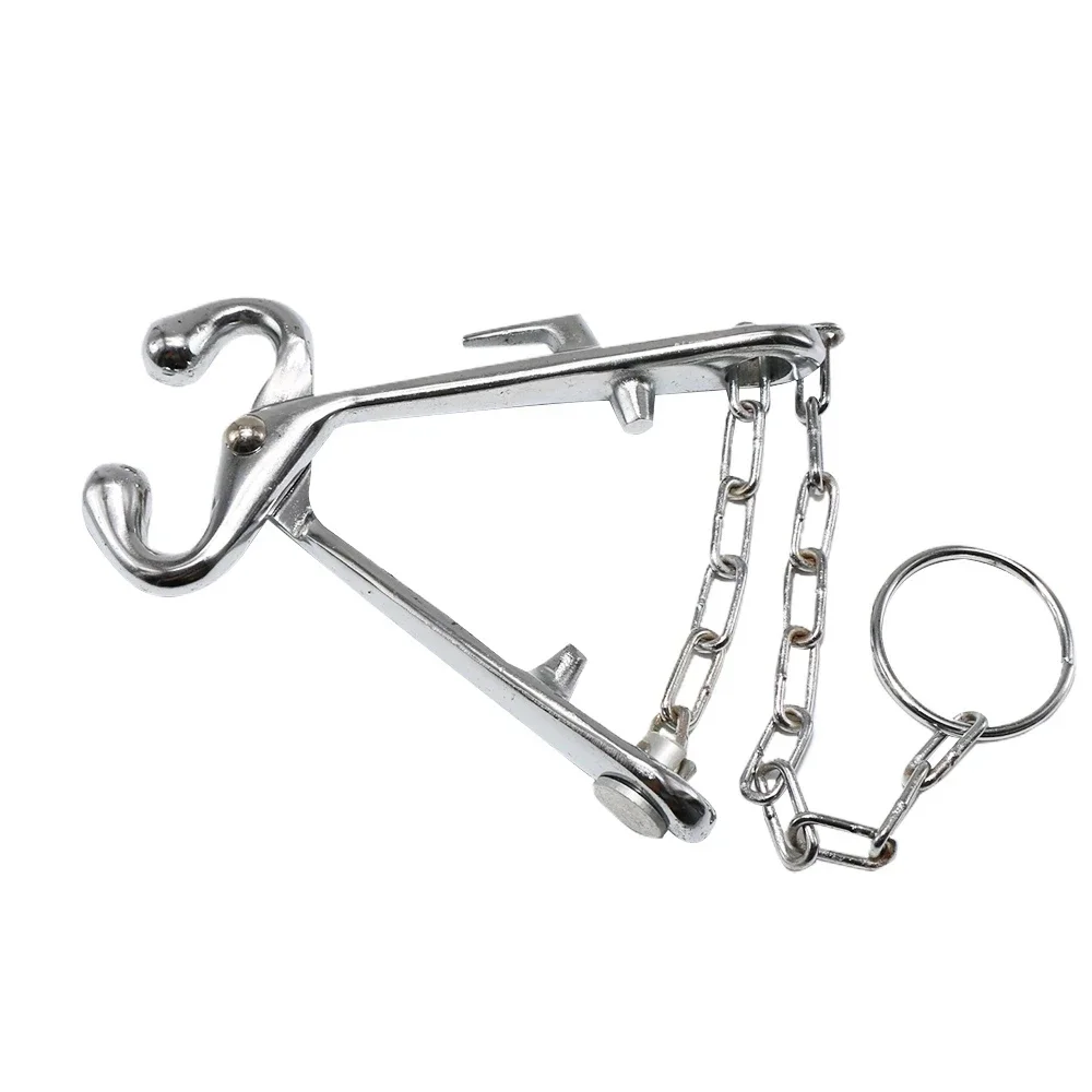 1 Pc Stainless Steel Cow Traction Clamp Cattle Nose Pliers with Chain Fixed Bovine Nose Piercing Device Cattle Supplies