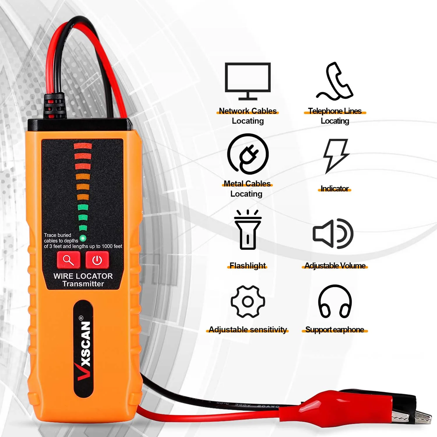 Circuit Detector Circuit Tester VXSCAN F04 Underground Wire Tracker Tester Wall cable Non-Destructive Locator LAN Detector Diagnose Tone Tool Kit