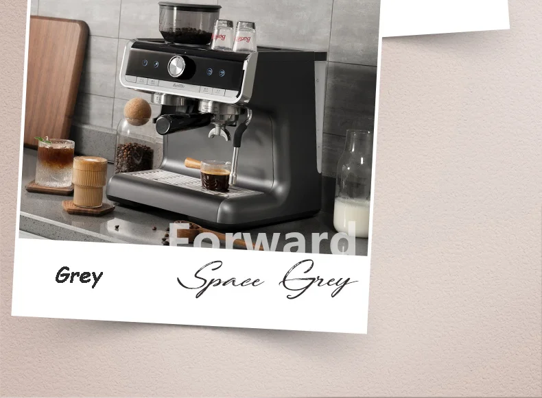 Description Picture 5 of item250g Bean Hopper 30 Level Thickness Adjust Espresso Coffee Machine Electric Grind Brew Coffee Maker Milk Frother 2.8L Water Tank