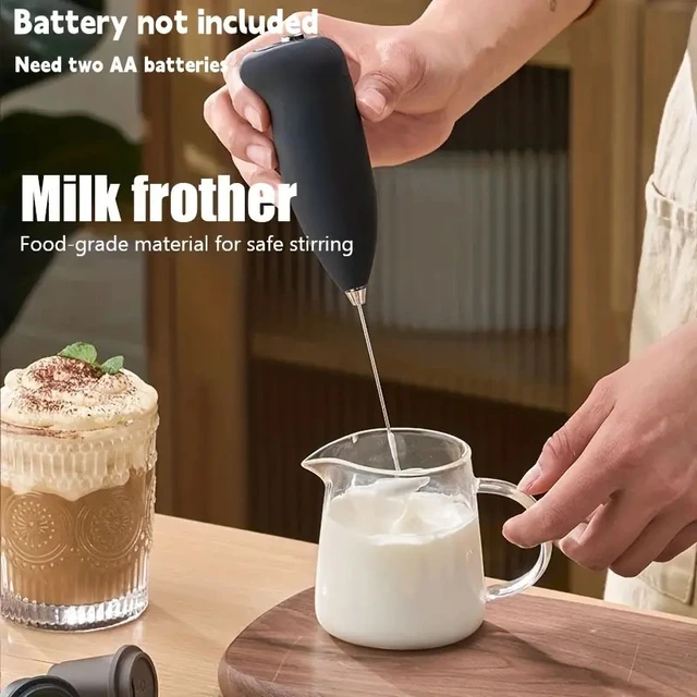 Milk Frother Mixer Whisk Electric Egg Beater Coffee Foamer Kitchen Silver  Mini