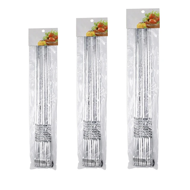 10 db Újrafelhasználható Grillszárc Rozsdamentes Acél Lapos Grillezés Nyársa - Image 6