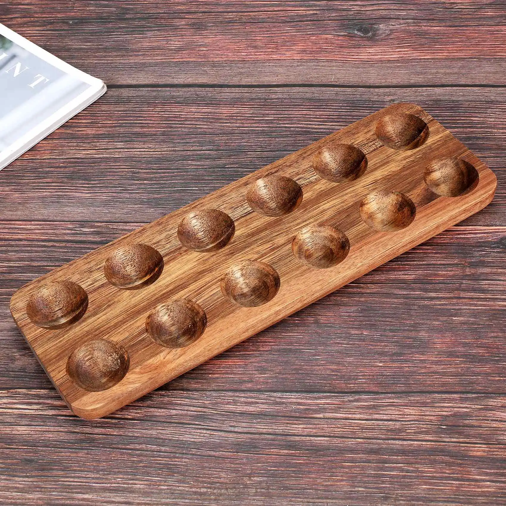 12 Holes Japanese Style Wooden Double Row Egg Storage Box Home Organizer Rack Eggs Holder Kitchen Decor Accessories 6