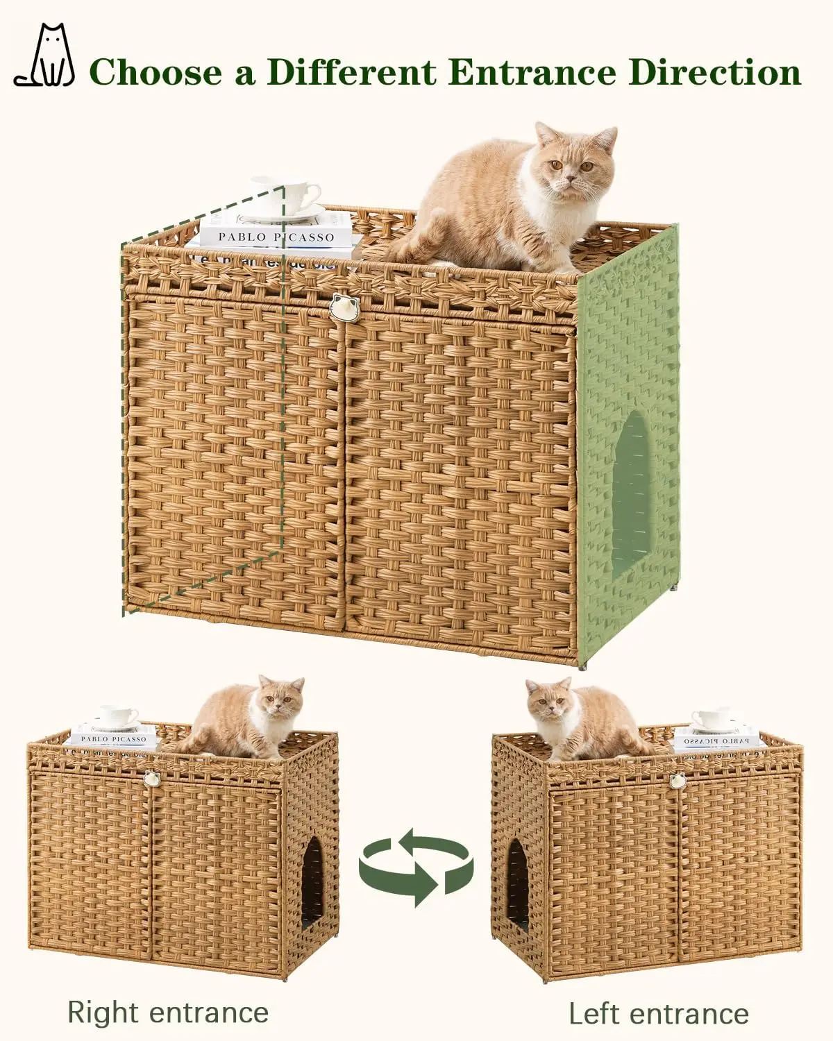 Rattan Cat Litter Box Enclosure 6