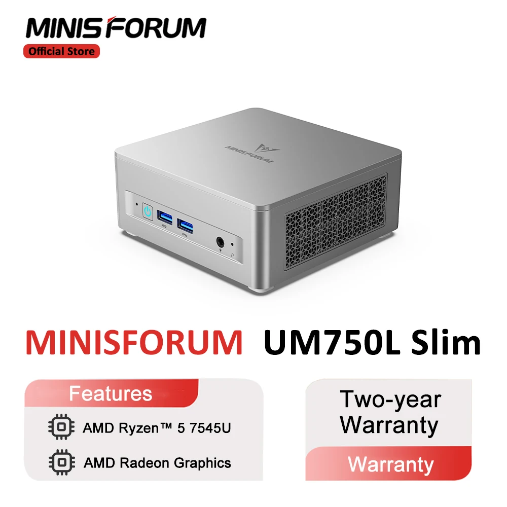 MINISFORUM Mini PC UM750L Slim AMD Ryzen 5 7545U Mini PC