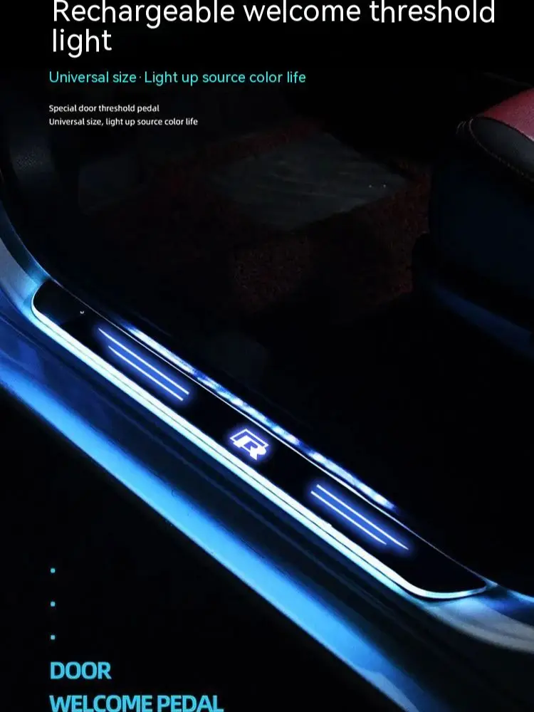 차량용 무선 LED 웰컴 페달 문턱 조명 통로 분위기 램프, 폭스바겐 GTI GTE 골프 폴로 비틀 MK5 MK6 MK7 용