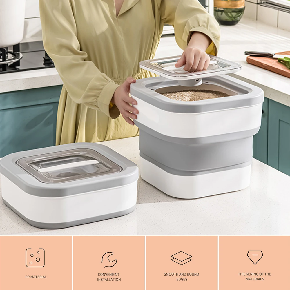 Tieker Foldable Moisture-proof and Insect-proof Sealed Pet Food Storage Bucket Portable Food Pet Food Storage Container