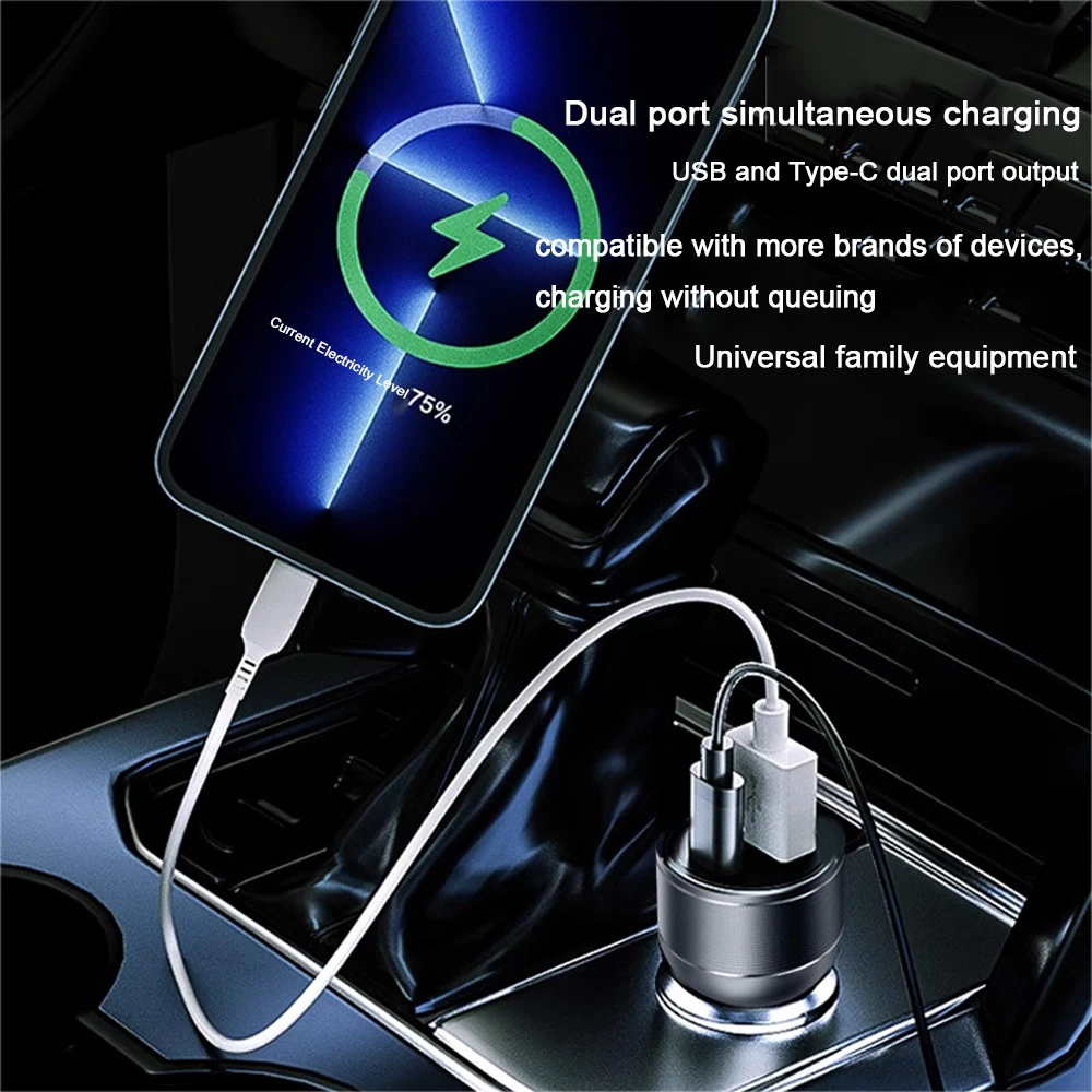 Dual USB Port Car Charger Fast Charging Head for Mobile Phones