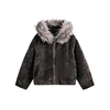 PFNW High Quality Fleece Hooded Quilted Padded Jackets Men's American High Street Warm Fur Collar Short Zipper Coat New CPG2408 5