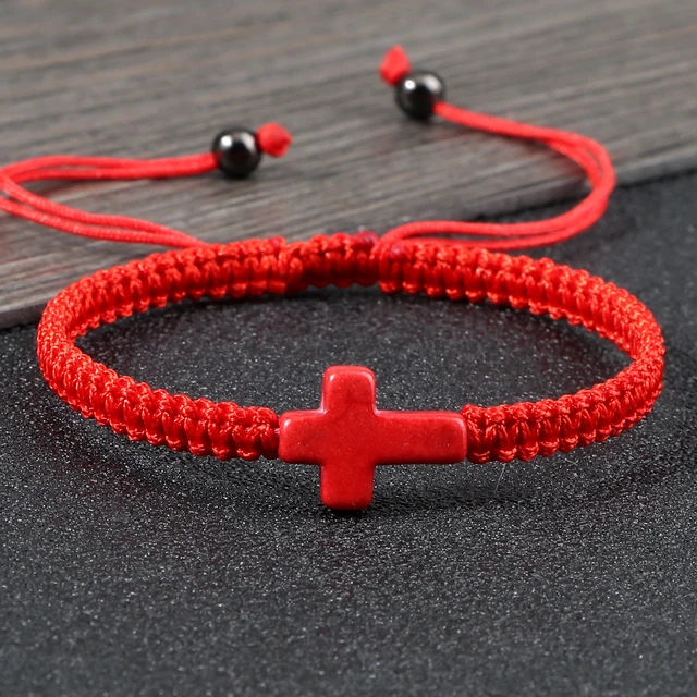 97774-bc66fb.jpg Bracelet en corde tressée fait main, turquoise naturelle, croix de Jésus, bracelet réglable pour homme, femme, couple, bijoux religieux porte-bonheur, cadeau