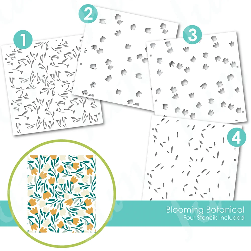 BOSOIRSOU 15-Pack Flower & Leaf Stencils – 7x11 Inch PET Templates For Wall Painting, Crafts & DIY Decor