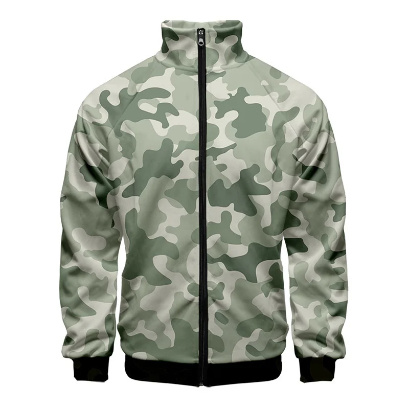 thumbnail image 1 of Chaqueta de camuflaje con estampado 3D para hombre, abrigo de manga larga con estampado moderno y moderno, chaquetas de calle de gran tamaño con cremallera para primavera y otoño, 1 of 5