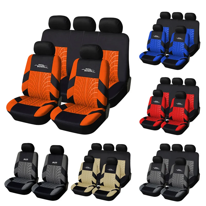9pcs Full Set Car Seat Covers Car Seat Protector Auto Seat Covers Polyester Fabric Universal