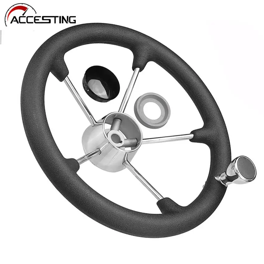 131/2 Inch Boat Marine Steering Wheel with Black Foam Grip & Auxiliary