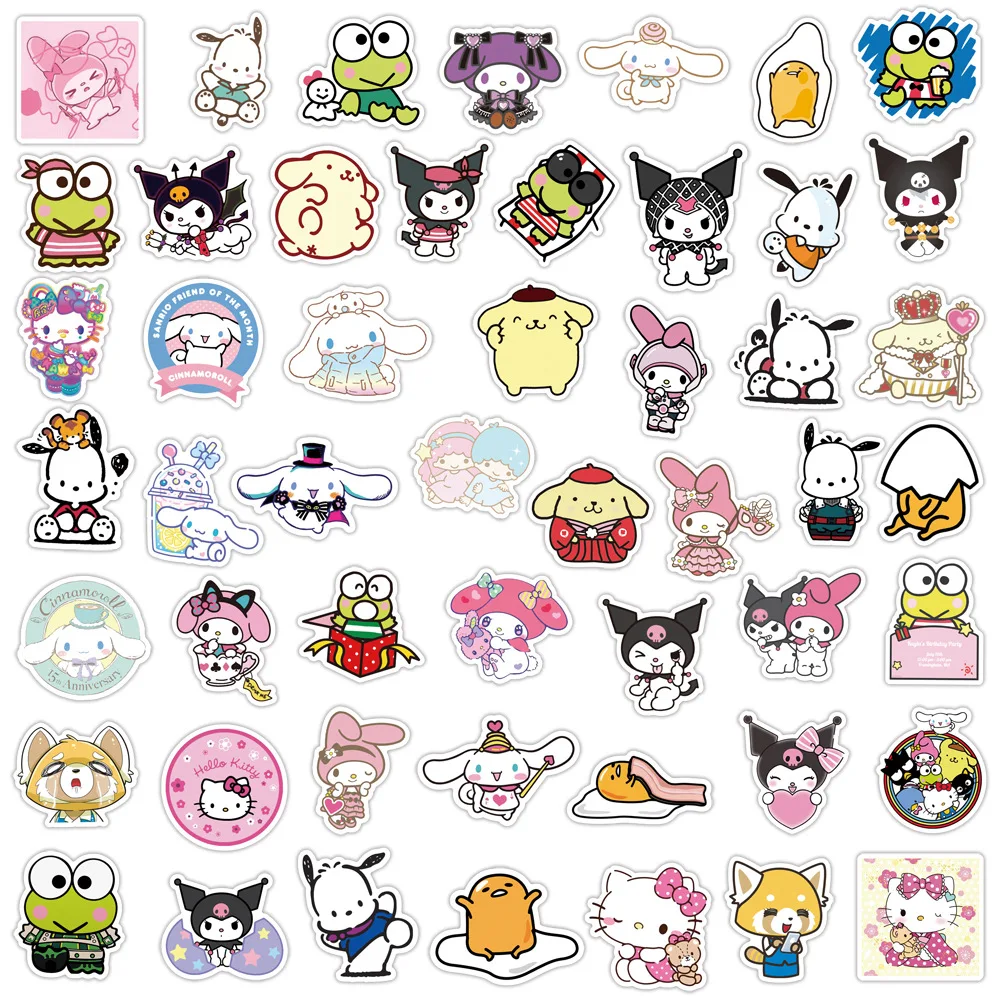 Colección Sanrio Hello kitty Kuromi, pegatinas Kawaii de dibujos animados,  calcomanías de papelería para álbum de recortes, portátil, juguete para  niños, 10/50/100 uds. - AliExpress