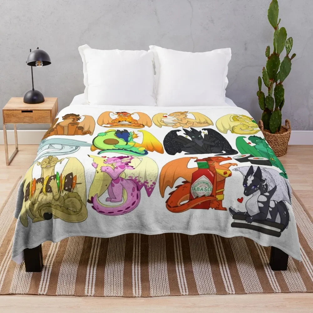 

Wings of Fire Chibis with FOOOOD Throw Blanket Flannels Decoratives christmas decoration Sofa Quilt Comforter Blankets