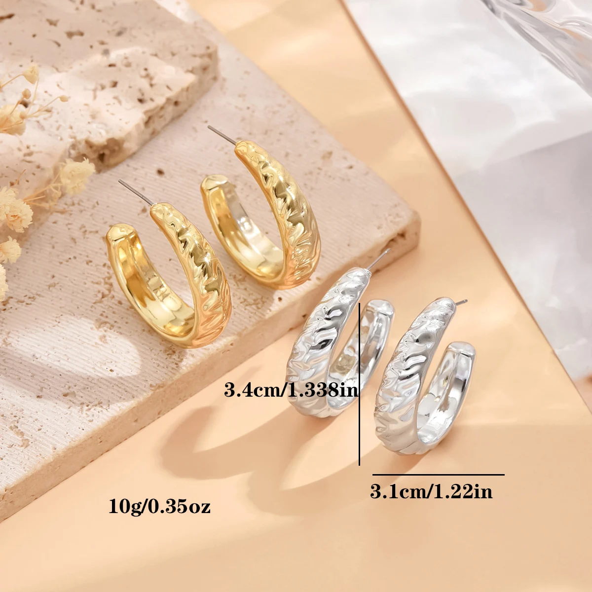 Earrings Geometric Irregular Metallic Color For Women Minimalist Style Personality Trendy Jewelry Gift