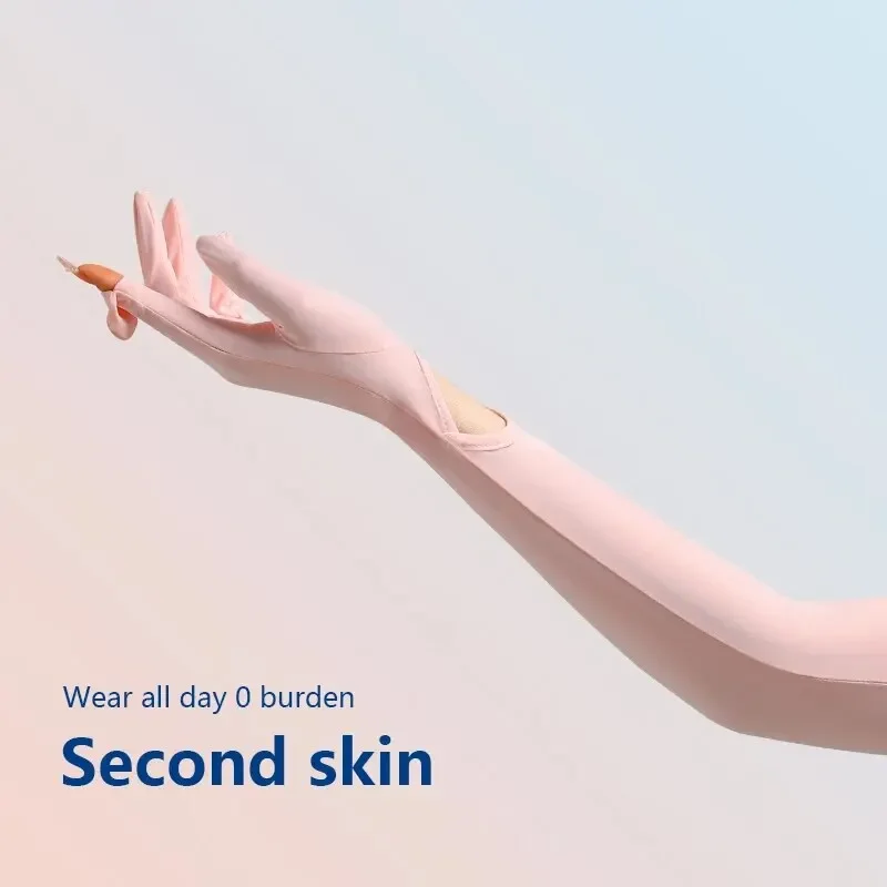 Sun Protection Gloves Women's Long Ice Silk Sleeve Cover Summer Outdoor Cycling Driving Anti-UV Touchscreen Finger cover Sleeves