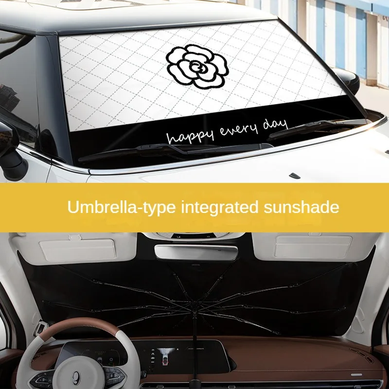 Car Sunshade Umbrella Creative Cartoon Summer Front Windshield Cover Camellia Sun Protection For Front Window Curtain Sun Shades Car Sunshade Windshield Sunshade Windshield Sun Shade