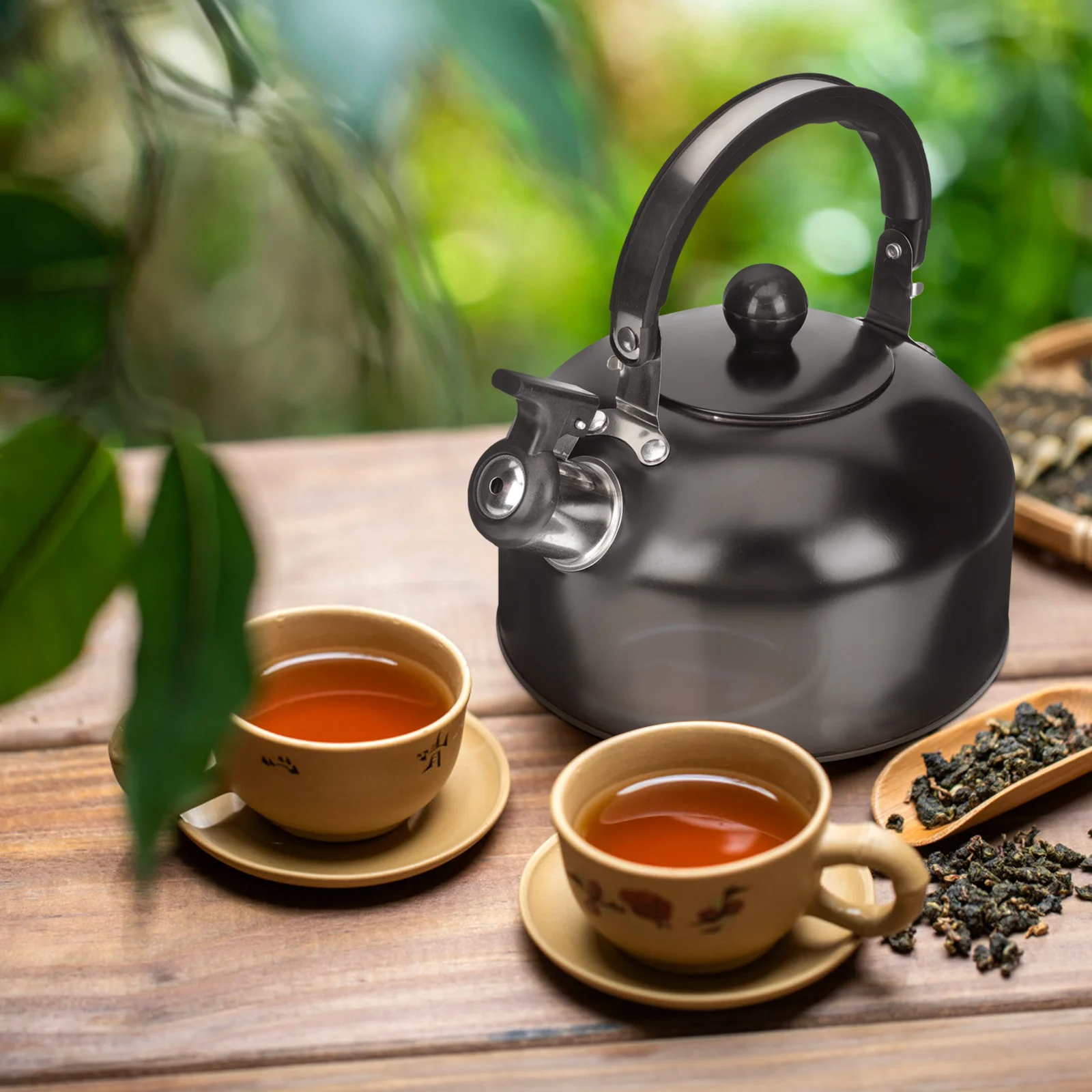 Large Capacity Black Kettle Stovetop Water Boiler Automatic Stainless Steel Teapot Coffee Kettle Tea Pot Kitchen