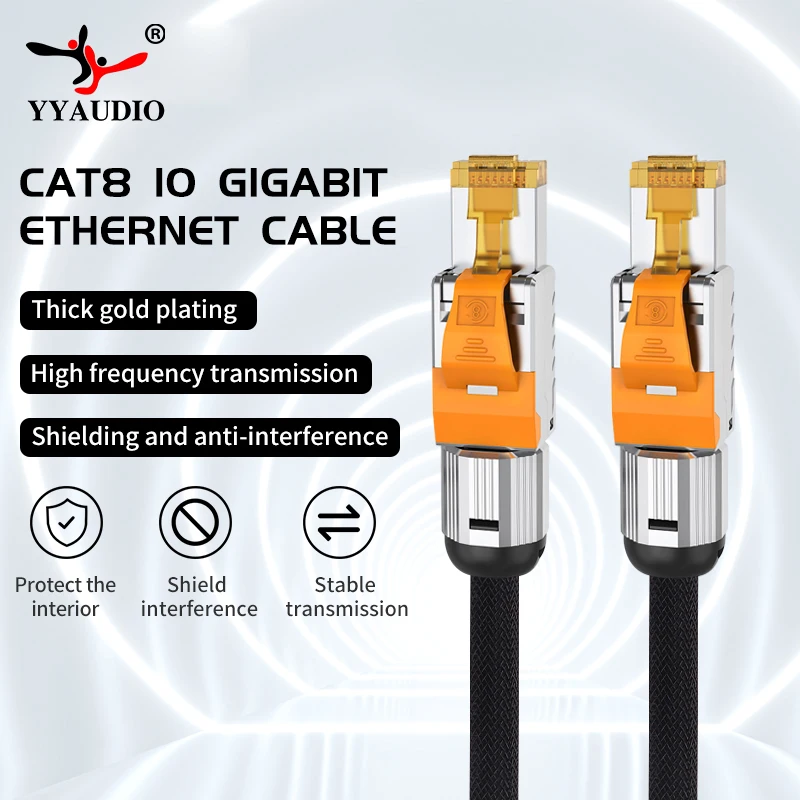 Yyaudio Rj45 Cat8 Patch Cable 40gbps High Speed Sstp Utp Network Cable Lan