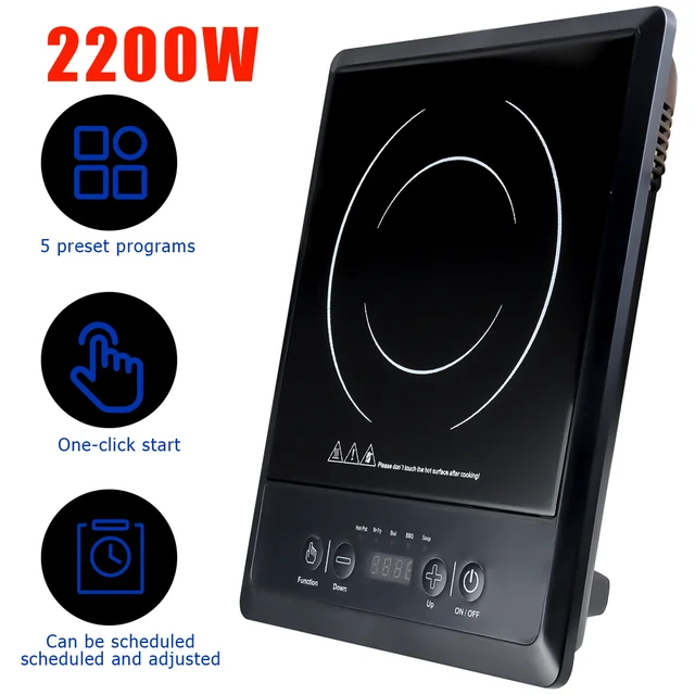 2200W portable induction plate Home Cooking Induction Stove for containers between 12 and 20 cm diameter,