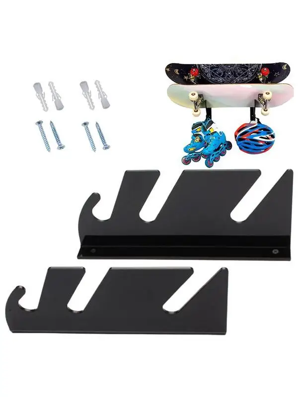 Skateboard Display Rack 1 Pair Acrylic Skateboard Mount With Storage Hook Two Layers Of Skateboard Hanger For Deck Wall Mount