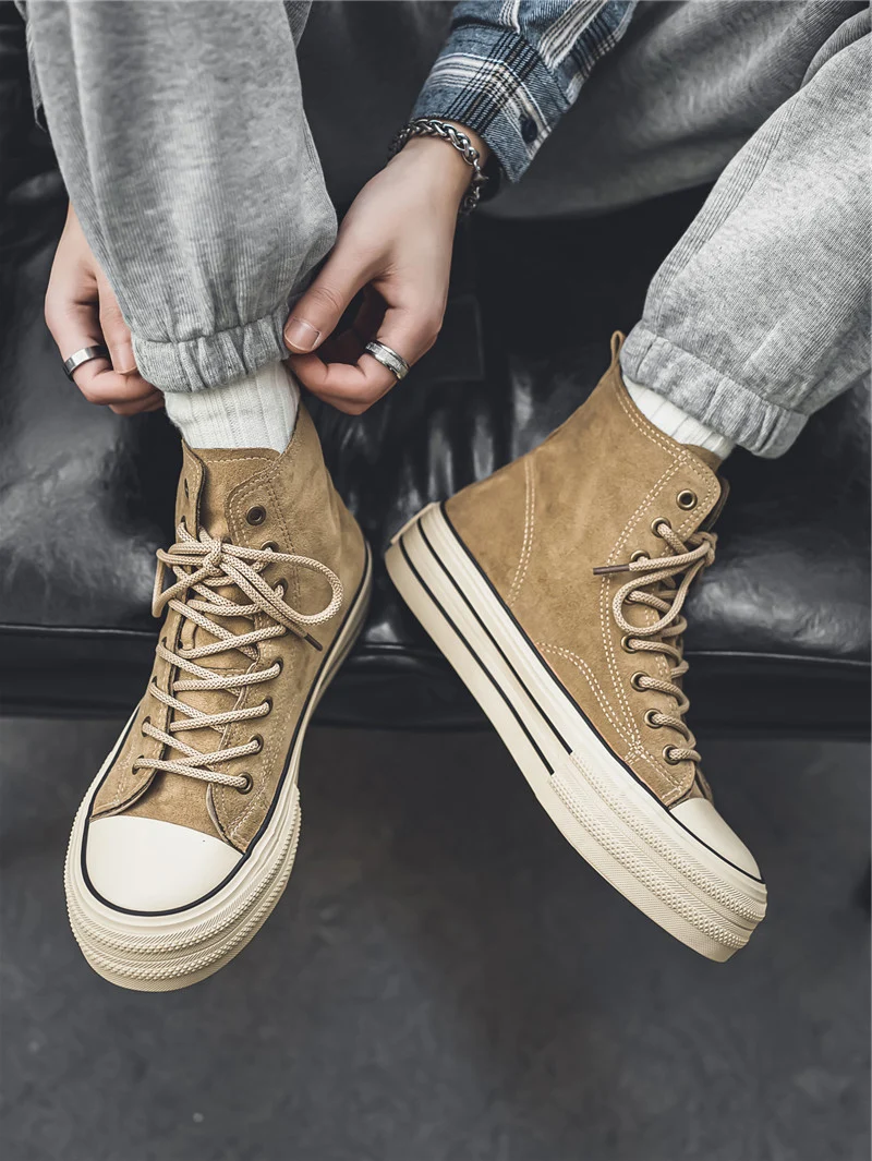 54996-401924.jpg Men High Top Canvas Sneakers Casual Streetwear Skate Shoes