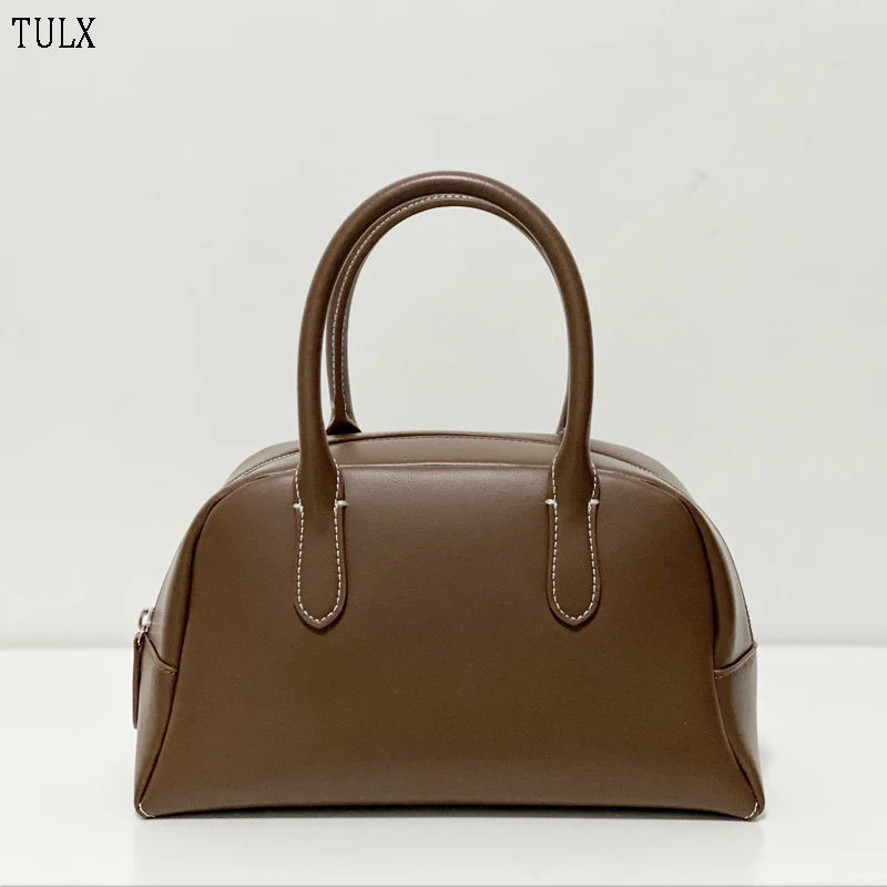 

TULX Women's Shoulder bag Fashion Boston Pu tote bag Brand Bowling Fat Handbag Travel bag Big Capacity