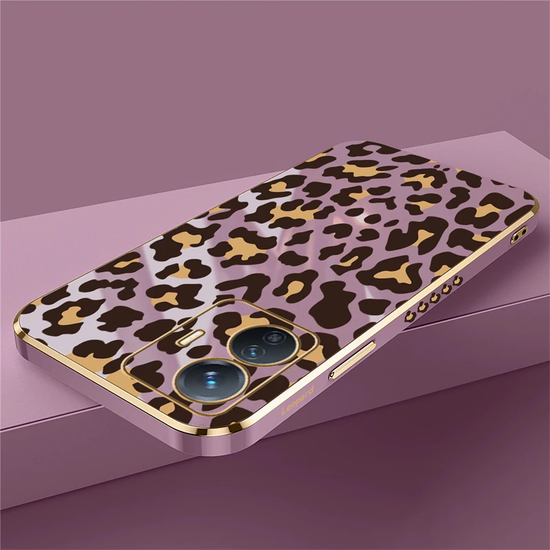 Leopard Pattern Soft Phone Cover with Plating Finish