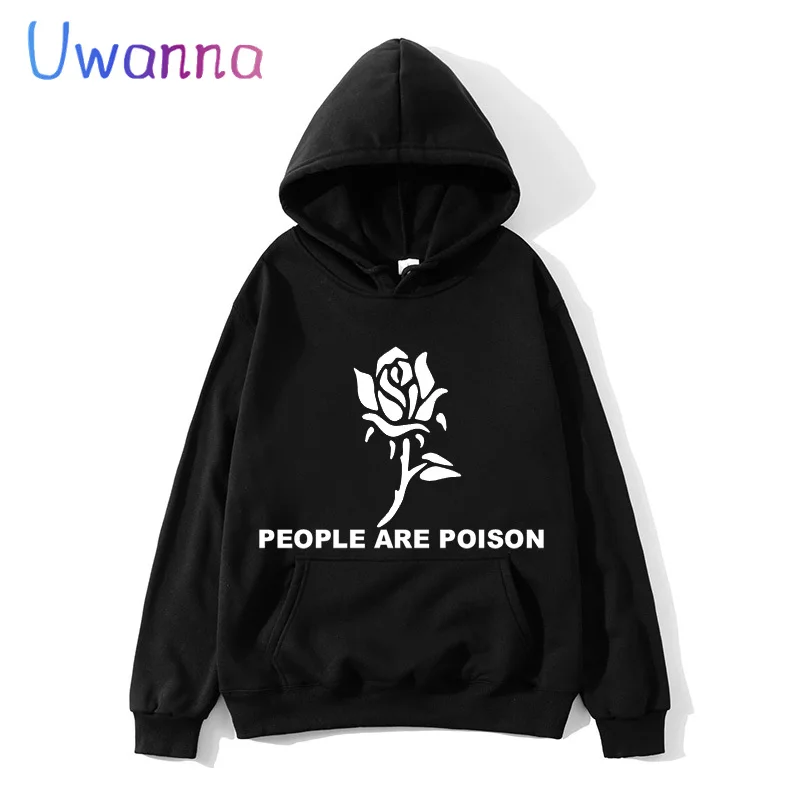 

New Fashion Latest Harajuku Poison Rose Print Hoodie Men and Women Casual Korean Hip-hop Costume Winter Warm Pullover Hoodies