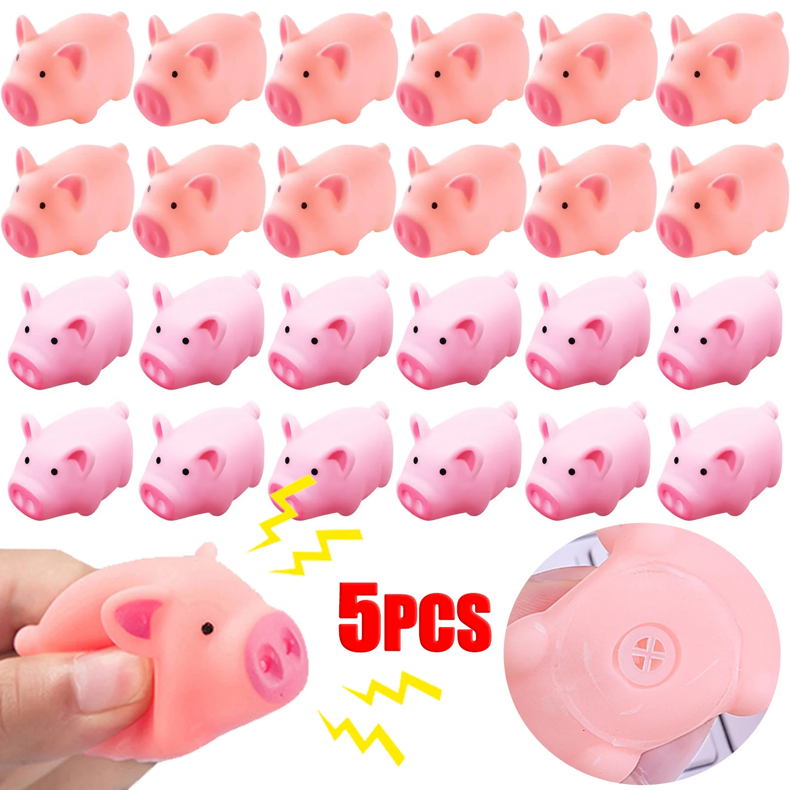 

Cute Pink Piggy Pinch Music Toys Wholesale Fun Squeeze Squeal Sound Pig Children Decompress Sensory Vent Toy Doll Display Gifts