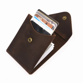 Portafoglio da uomo in vera pelle da uomo in vera pelle di vacchetta corto sottile e minimalista portafoglio da uomo porta carte di credito con chiusura a patta