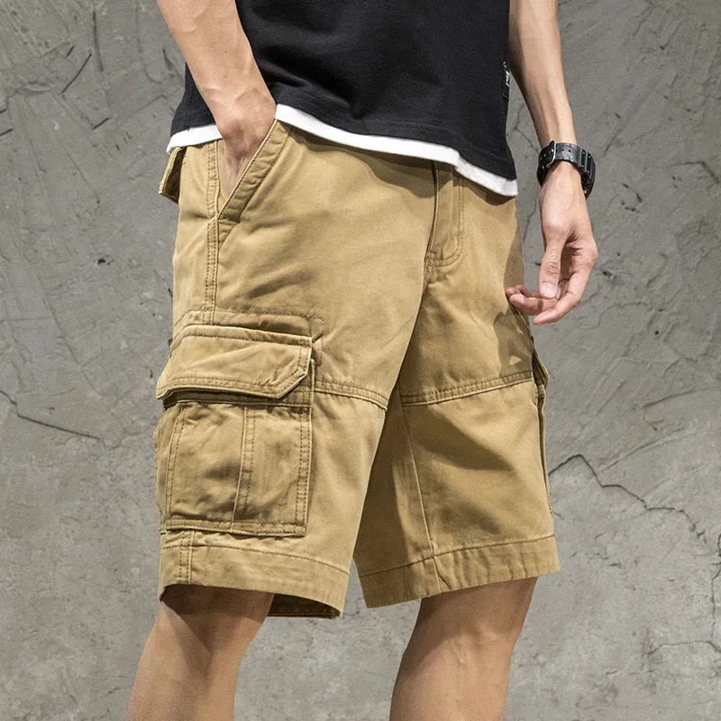 

Шорты-карго мужские камуфляжные, прямые рабочие штаны, множество карманов, пятиконечные повседневные свободные хлопковые Бермуды, короткие брюки, лето