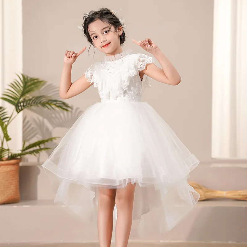 Robe De Soirée Blanche Pour Fille 8 Ans - Style Bodycon, Col, Sans Manches, Motif Carreaux - Occasion Très Bon état