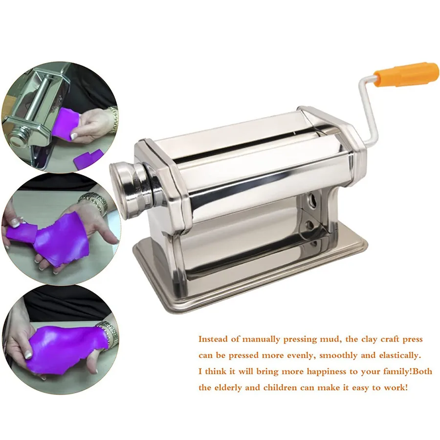 Noodle Press Stainless Steel Rubber Clay Machine Manual Noodle Press Rolling Dough Machine Hand Cranked Household DIY Clay Tool