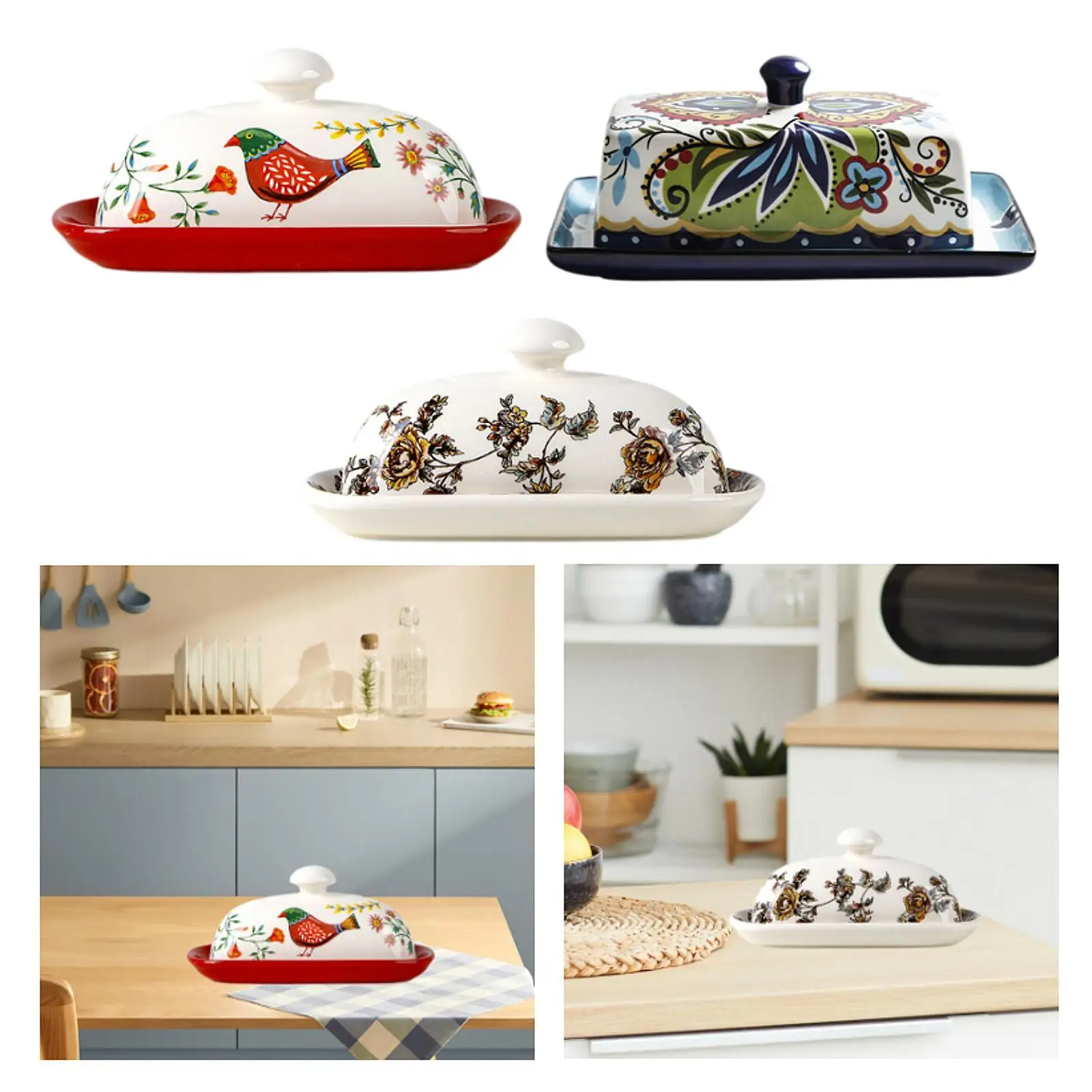 Cheese Butter Keeper Butter Plate with Lid Holder Container Kitchen Accessory Minimalist
