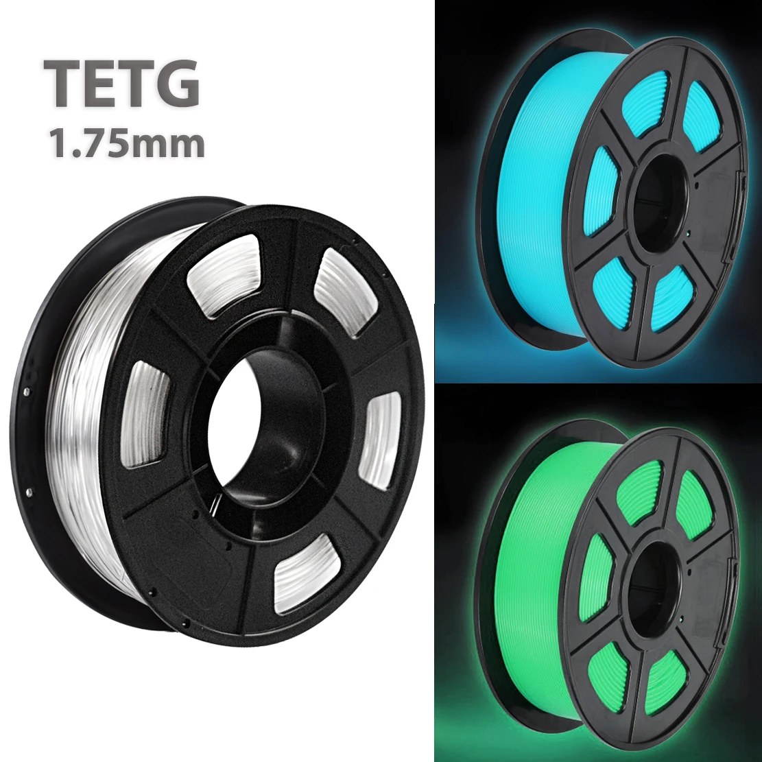 500g 투명 나이트 글로우 블루 3D PETG 프린터 필라멘트 1.75mm 3D 인쇄 재료 소모품 재료 3D 프린터
