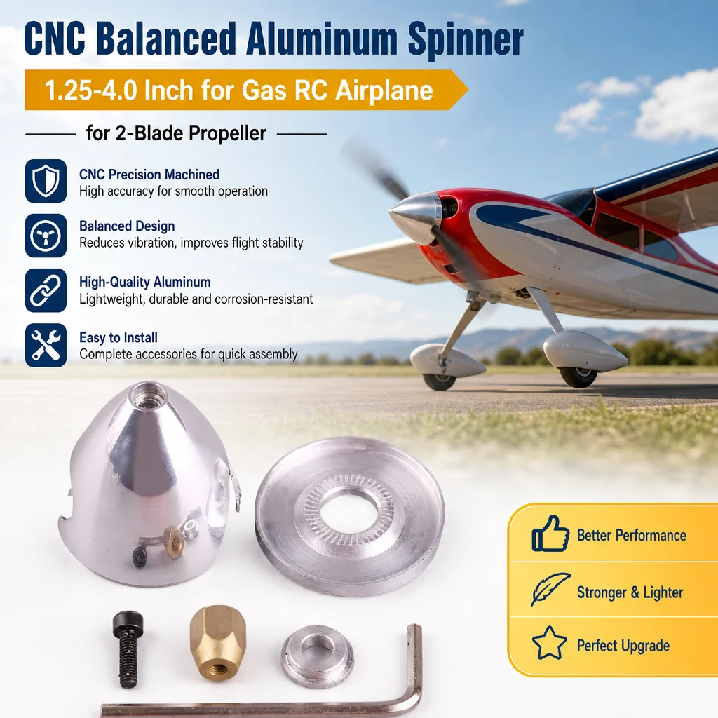 Xaero CNC Ausgewogener Aluminium-Spinner 1,25-4,0 Zoll für RC-Flugzeuge mit 2-Blatt-Propeller