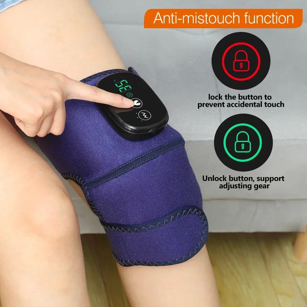 Eletric Heating Device Vibration Physiotherapy Knee Pads for Elbow Joint Osteoarthritis Rheumatic Pain Warm Massage_voghion.com