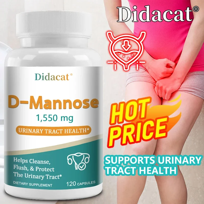 120 Capsules D-Mannose- D-Mannose Supplement for Healthy Urinary Tract, Urinary Tract Support, Unflavored, Gluten-Free, 1500 Mg