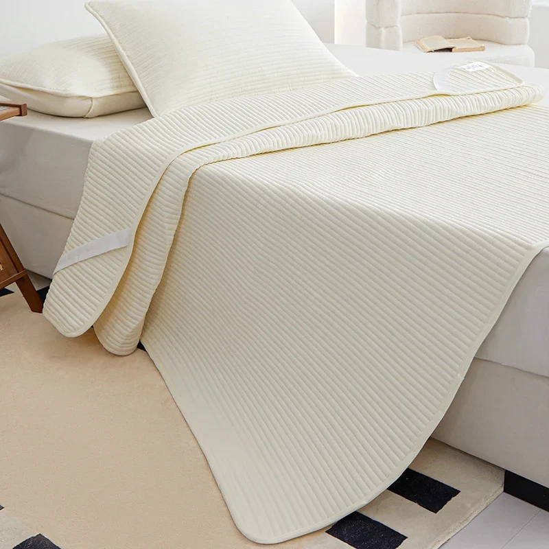 3PC quilted solid color patterned mattress cover Bedroom dormitory washable machine washable (pillowcase included)