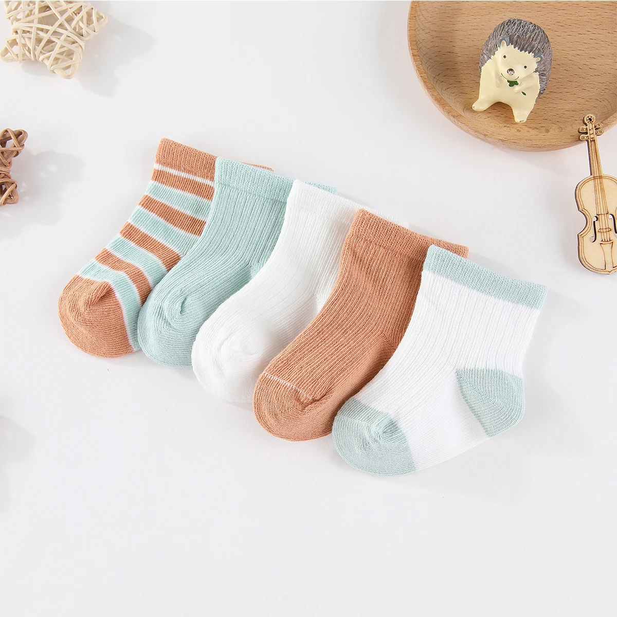 Kiddiezoom 5 Pairs Fashion Newborn Baby Boy Girl mid-calf Socks Cotton Soft Breathable Infant Accessories Four Seasons 0-12M 16 Kiddiezoom 5 Pairs Fashion Newborn Baby Boy Girl mid-calf Socks Cotton Soft Breathable Infant Accessories Four Seasons 0-12M - Image 2
